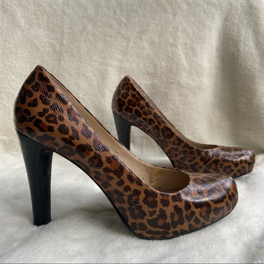 Franco Sarto Cicero Tan Leopard Heels Size 9M